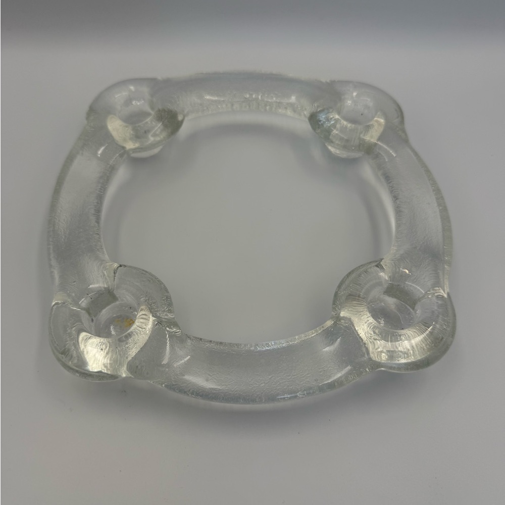Vintage 1970s Pukeberg Ice Glass Four-candle Holder Ring by Staffan Gellerstedt
